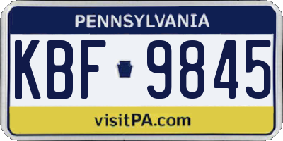 PA license plate KBF9845
