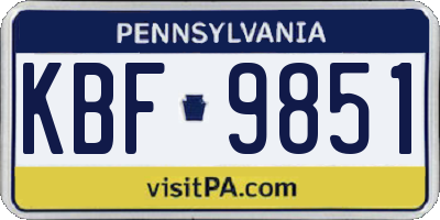 PA license plate KBF9851