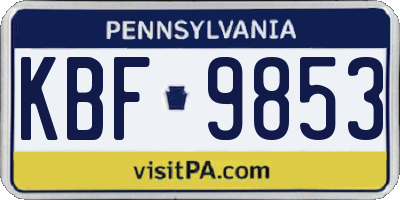 PA license plate KBF9853