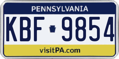 PA license plate KBF9854