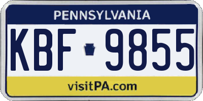 PA license plate KBF9855
