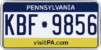 PA license plate KBF9856