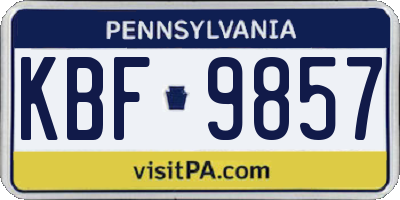 PA license plate KBF9857