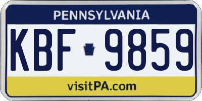 PA license plate KBF9859