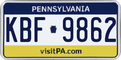 PA license plate KBF9862