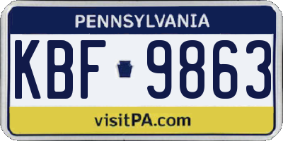 PA license plate KBF9863