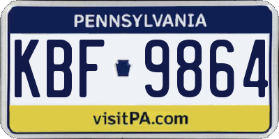 PA license plate KBF9864