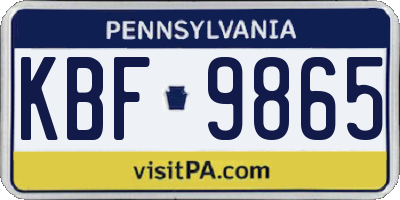 PA license plate KBF9865