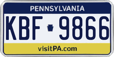 PA license plate KBF9866