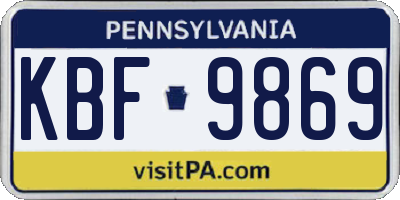 PA license plate KBF9869