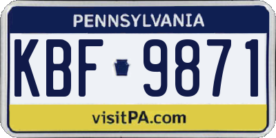 PA license plate KBF9871