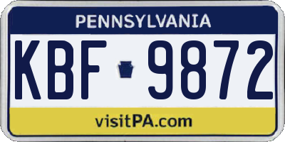 PA license plate KBF9872