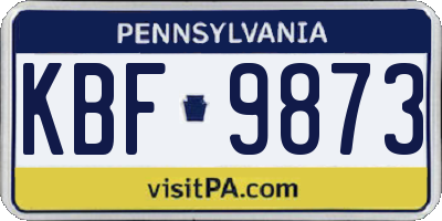 PA license plate KBF9873