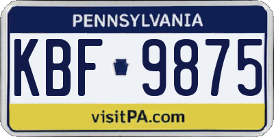 PA license plate KBF9875