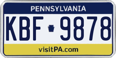 PA license plate KBF9878