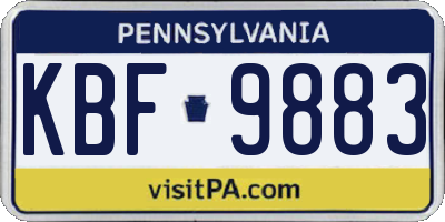 PA license plate KBF9883