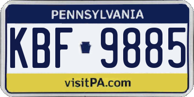 PA license plate KBF9885