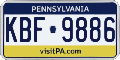 PA license plate KBF9886