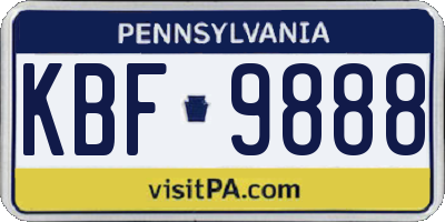 PA license plate KBF9888
