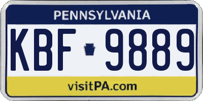 PA license plate KBF9889