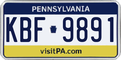 PA license plate KBF9891