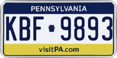 PA license plate KBF9893