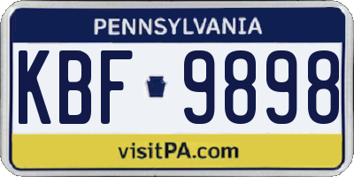 PA license plate KBF9898