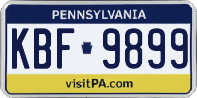 PA license plate KBF9899