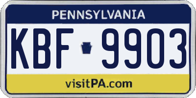 PA license plate KBF9903