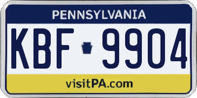 PA license plate KBF9904