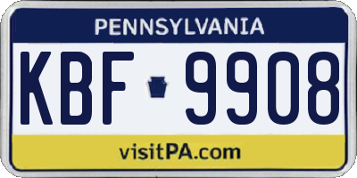 PA license plate KBF9908