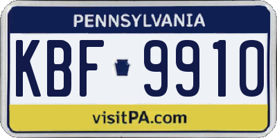 PA license plate KBF9910