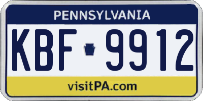 PA license plate KBF9912