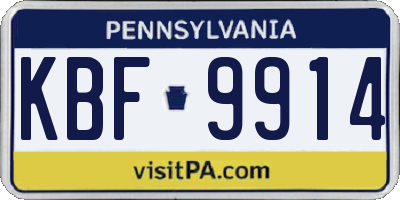 PA license plate KBF9914