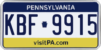 PA license plate KBF9915