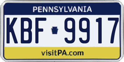 PA license plate KBF9917