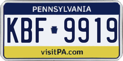 PA license plate KBF9919