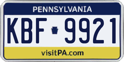 PA license plate KBF9921