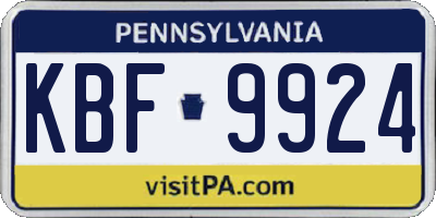 PA license plate KBF9924