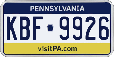PA license plate KBF9926