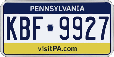 PA license plate KBF9927