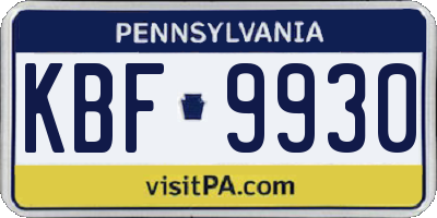 PA license plate KBF9930