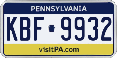 PA license plate KBF9932