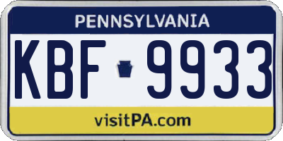 PA license plate KBF9933
