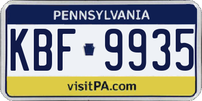 PA license plate KBF9935