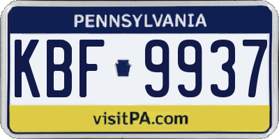 PA license plate KBF9937