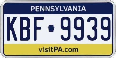 PA license plate KBF9939