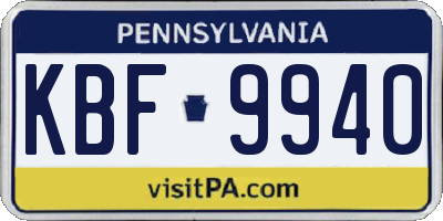 PA license plate KBF9940