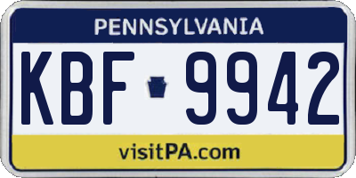 PA license plate KBF9942
