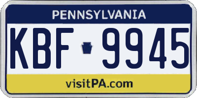 PA license plate KBF9945